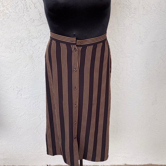 H&M Striped Midi Skirt (BROWN STRIPES< SIZE 10) - Picture 1 of 4